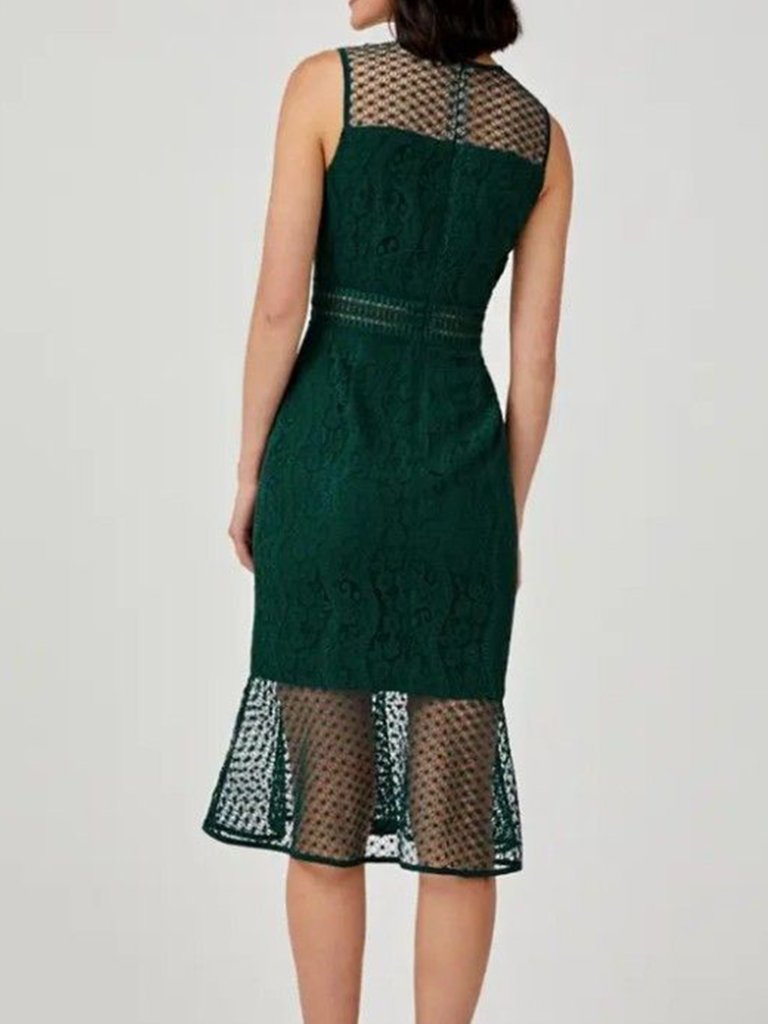 Love Bonito Alessa Emerald Green Lace Trim Midi Dress Sleeveless — image 2 of 8